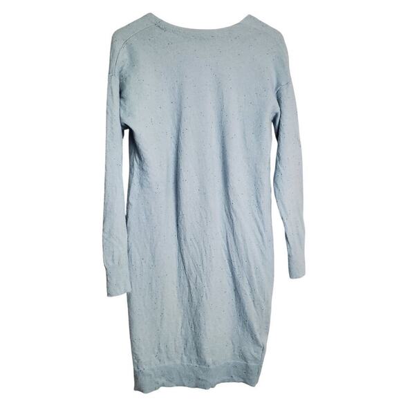 Ann Taylor Cardigan Womens Size Small Wool Blend Blue Button Long Preppy Neutral - Picture 2 of 11